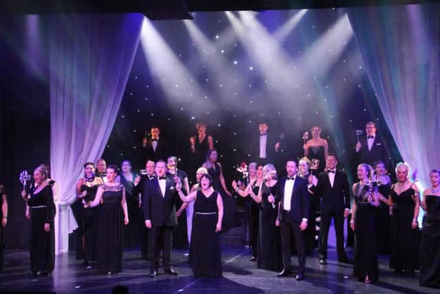 The full company of Burnley Light Opera Society singing a Phantom of the Opera track in A Night at the Musicals, which is running at the Burnley Mechanics. Photo credit: Peter Woodhead. (s)