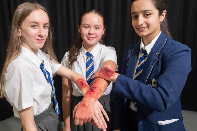 Creating realistic looking wounds is part to the theatrical make-up side of the Duke of Edinburgh award scheme for pupils at Burnley's Blessed Trinity RC College.