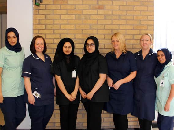 Students from Nelson and Colne College during their work experience on Ward C1 at the Royal Blackburn Teaching Hospital