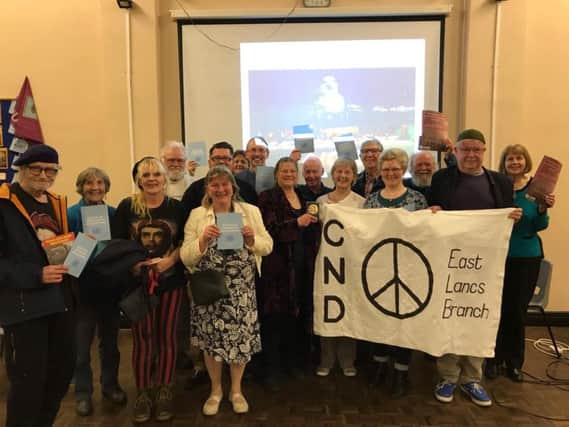 Members of the East Lancashire branch of CND at their public meeting in Burnley.