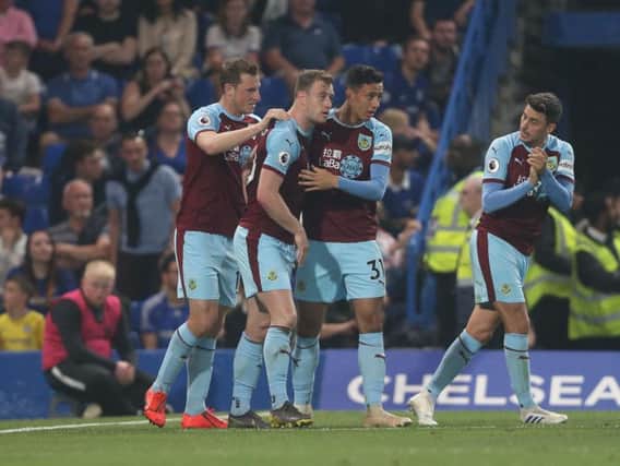 Ashley Barnes celebrates his equaliser against Chelsea