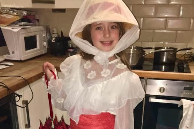 Poppy Laird will model a home-made, secondhand Mary Poppins outfit at Pendleside Hospice's charity fashion show. (s)