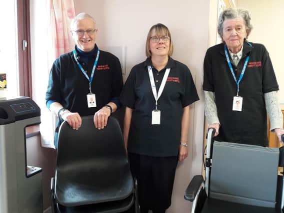 Friends of Pendle Community Hospital volunteers Gerry Newsham, Kath Haworth and Eileen Ashworth pictured with the latest selection of items donated to Reedyford Ward