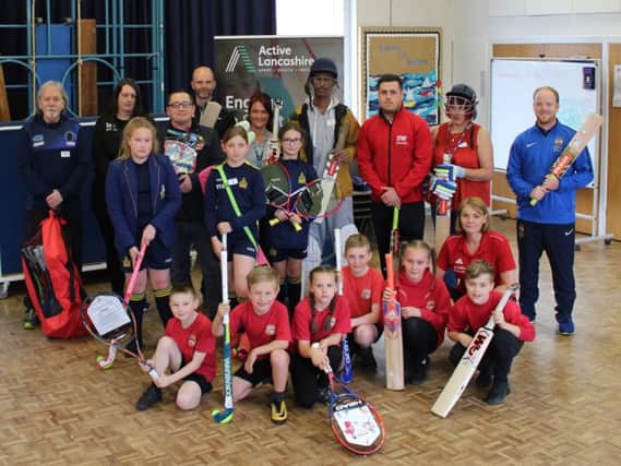 Whittlefield Primary School pupils with their new equipment
