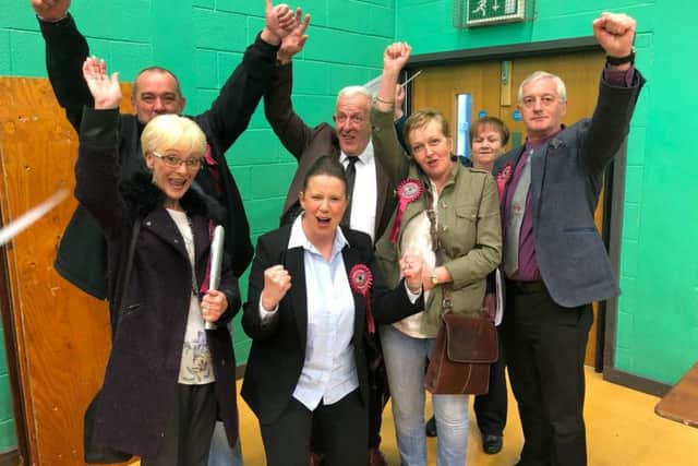 Coun. Lorraine Mehanna (front row first from left), Coun. Emma Payne (front row second from left) and Coun. Charlie Briggs (right) all won for the Burnley and Padiham Independent Party