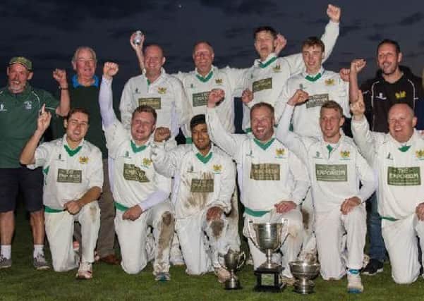Clitheroe celebrate their final title in the Ribblesdale Cricket League in 2016 ahead of their move to the Lancashire League. Outgoing chairman Robin Sharp is pictured on the back row, second from the left
