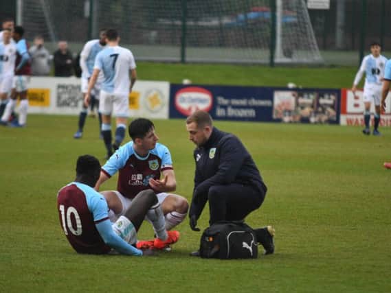Dan Agyei limped off in the first half of the Lancashire Senior Cup final.