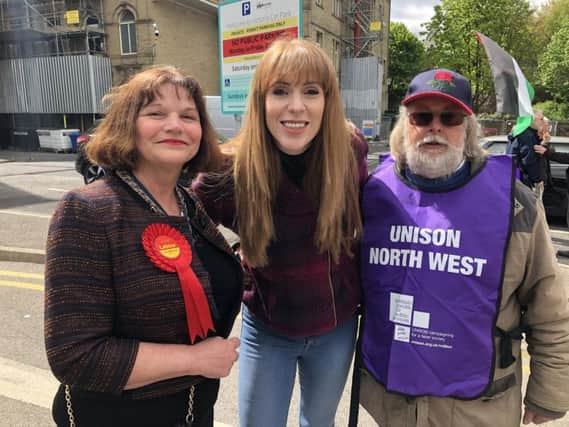 Burnley MP Julie Cooper, Angela Rayner MP and Peter Thorne from UNISON