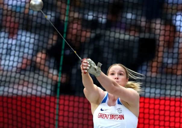 BERLIN, GERMANY - AUGUST 12:  Sophie Hitchon of Great Britain competes in the Women's Hammer Throw Final during day six of the 24th European Athletics Championships at Olympiastadion on August 12, 2018 in Berlin, Germany. This event forms part of the first multi-sport European Championships.  (Photo by Michael Steele/Getty Images)