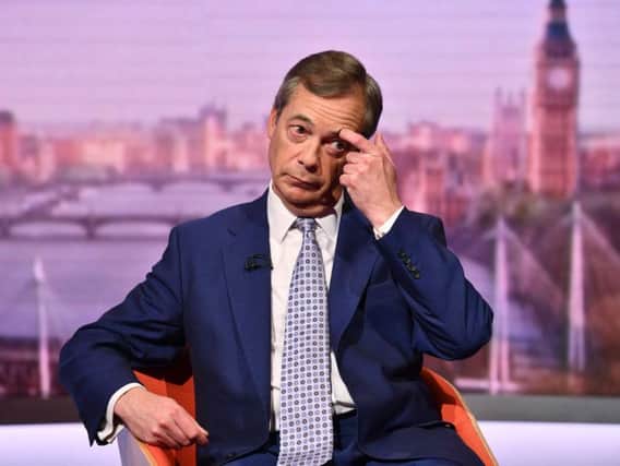 Career politician and Brexit Party leader, Nigel Farage, on The Andrew Marr Show.