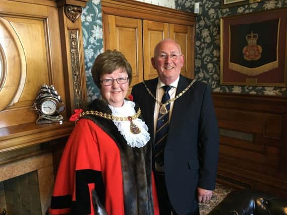 Mayor of Burnley Coun. Anne Kelly with her consort, husband John,