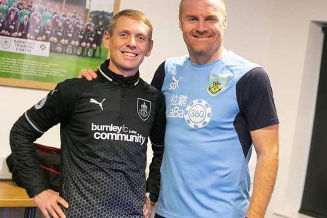 Scott Cunliffe with Burnley manager Sean Dyche