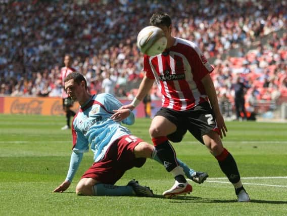 Chris McCann in action for the Clarets against Sheffield United at Wembley