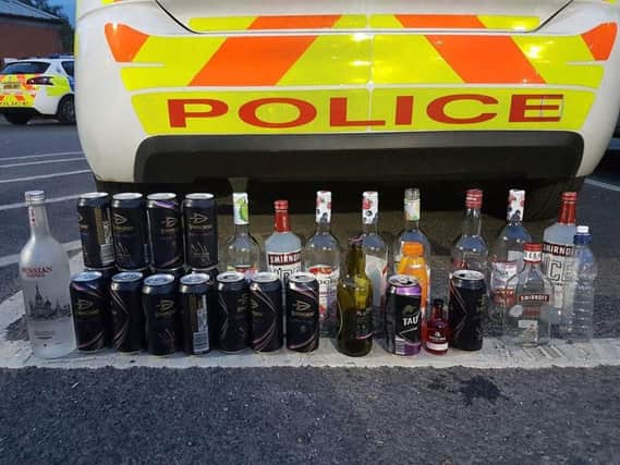 Police officers confiscated this alcohol from a group of underage drinkers in Burnley.