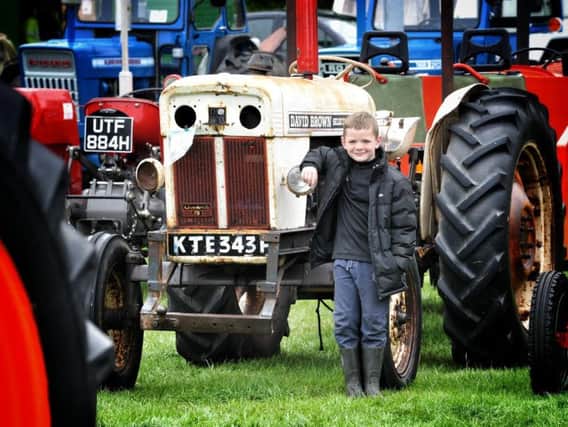 Alfie Gammon (8) takes a closer look at the old tractors. Picture by Julian Brown