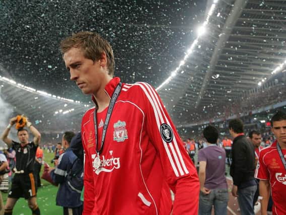 Peter Crouch in Athens following Liverpool's 2-1 defeat to Milan