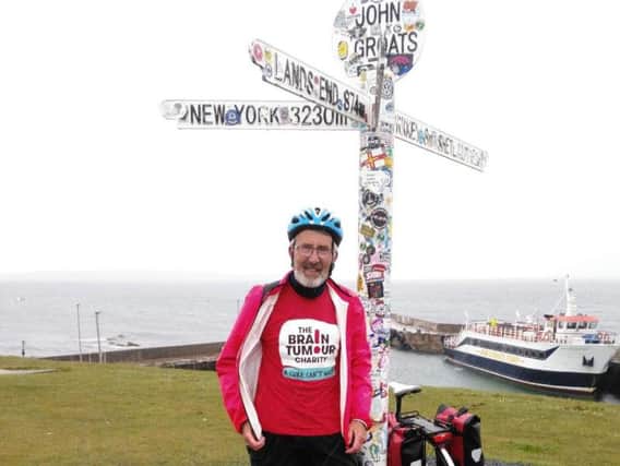 Gordon Fishlock having finished his epic bike ride