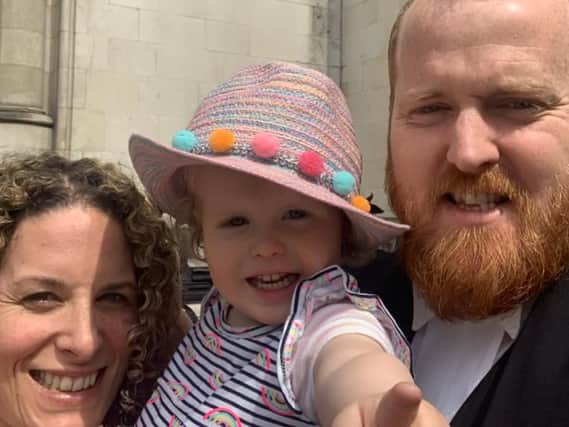 Dan with his wife Claire and their daughter Imogen who will be two in July.