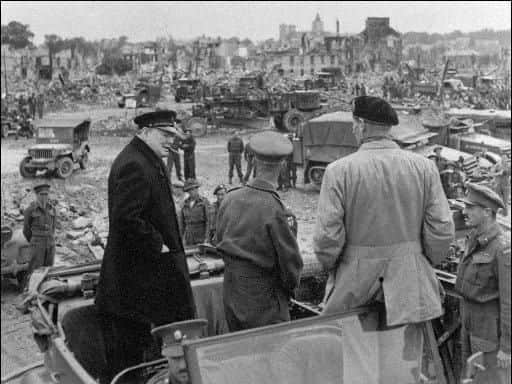 Winston Churchill visiting Normandy in the aftermath of D-Day.