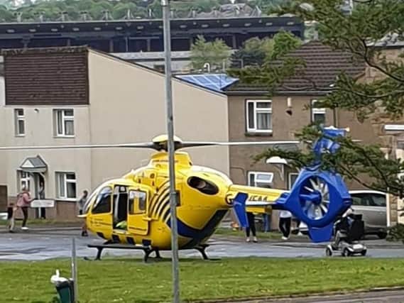 Air ambulance on the scene. Picture: Peter Haslam, Burnley Past and Present