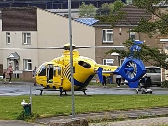 The air ambulance in Clarence Street yesterday