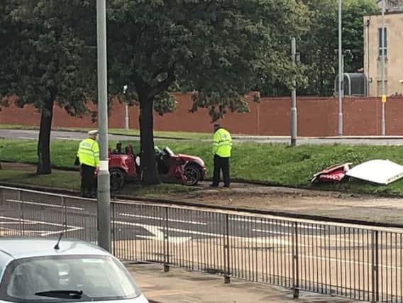 The scene of the accident in Centenary Way, Burnley yesterday.