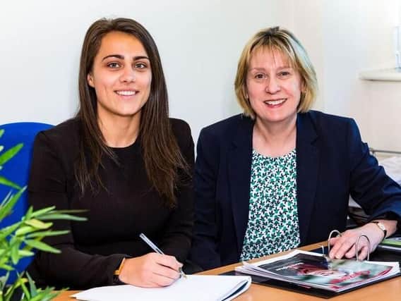 Newly qualified solicitor Eve Brelsford (left) with Sarah Bentley
