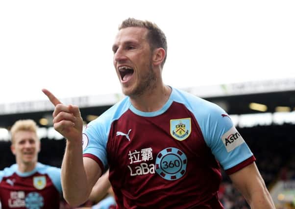 Burnley's Chris Wood celebrates scoring the opening goal Photographer Rich Linley/CameraSportThe Premier League - Saturday 13th April 2019 - Burnley v Cardiff City - Turf Moor - BurnleyWorld Copyright © 2019 CameraSport. All rights reserved. 43 Linden Ave. Countesthorpe. Leicester. England. LE8 5PG - Tel: +44 (0) 116 277 4147 - admin@camerasport.com - www.camerasport.com
