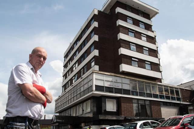 Caretaker Dave Joy pictured in front of the Brun Lea Hotel,formerly the Keirby.