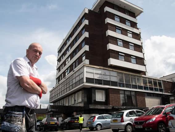 Caretaker Dave Joy pictured in front of the Brun Lea Hotel,formerly the Keirby.