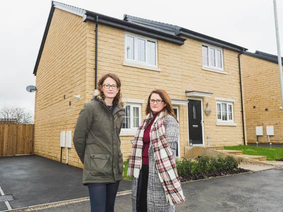 Ribble Valley Borough Council housing strategy officer Rachael Stott (left) and Rachel Richardson, neighbourhood specialist at affordable homes provider Onward Homes, at the Rose Gardens development in Clitheroe.