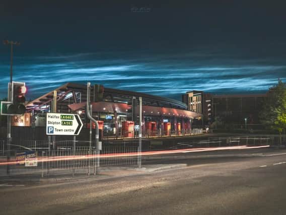 Rob's image of the noctilucent clouds above Burnley bus station on Friday evening.