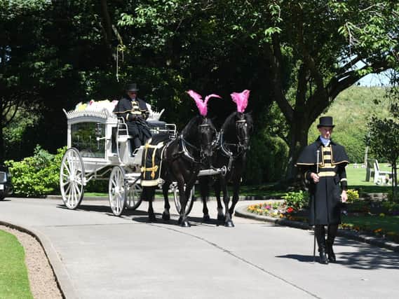 Ziggy Middleton's funeral cortege arrives at Lancaster & Morecambe Crematorium.