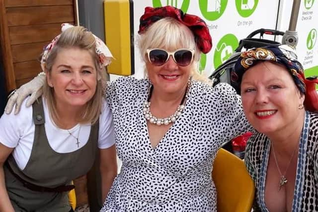 This trio of ladies certainly got into the 1940s spirit for Padiham on Parade