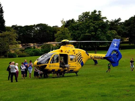 Air ambulance at the park. Picture posted by Jack Nadin