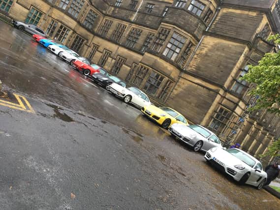 The high-performance sports car line up outside Stonyhurst College