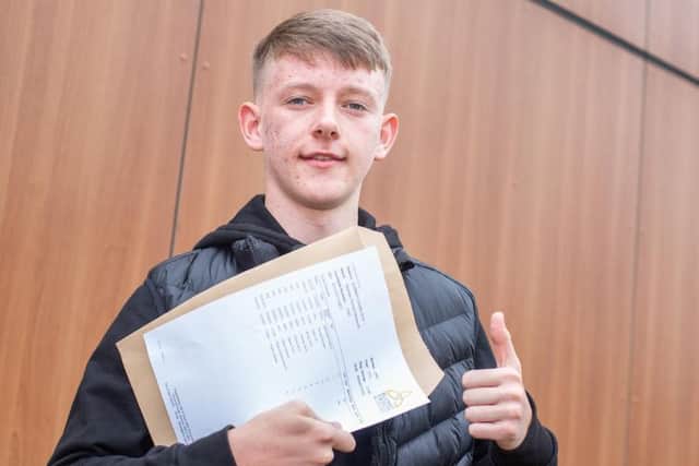 A thumbs up for his GCSE results from Matthew Whitworth (photo Andy Ford)