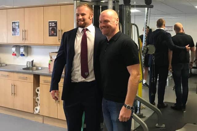 Burnley FC manager Sean Dyche (right - or left, we can't tell) with Harlequins Number 8 and Dyche lookalike James Chisholm. (credit: @JamesR_Chisholm)