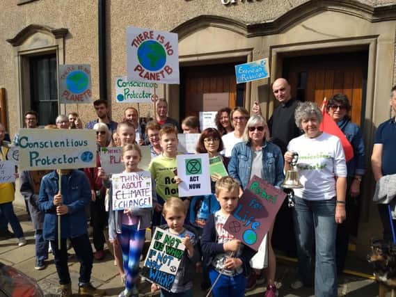 Climate change activists - young and old - gather in Clitheroe