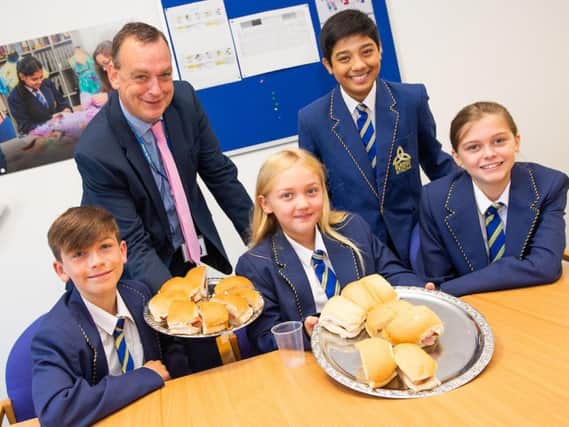 Mr Richard Varey hosts the first breakfast meeting with year seven students at Blessed Trinity RC College in Burnley. (Photo: Andy Ford)