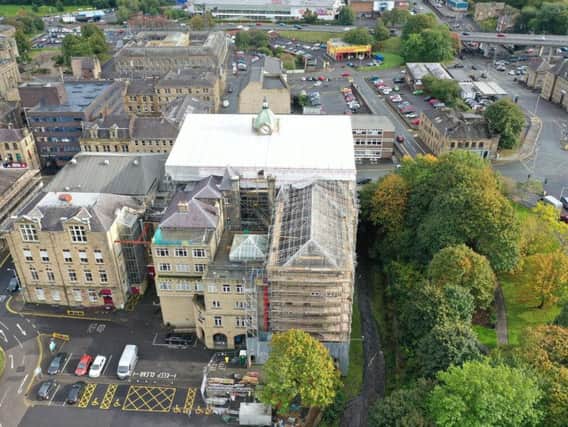 Repair work being carried out on Burnley Town Hall. Photo: UK Restoration Services