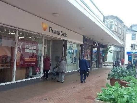 The Thomas Cook store in Chancery Walk, Burnley, one of two in the town that has been bought by Hays Travel, the UK's largest independent travel company.