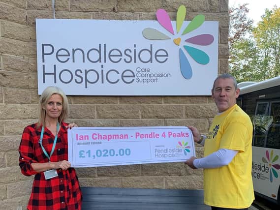 Fundraiser Ian Chapman (right) with Jo Applegate of Pendleside Hospice.