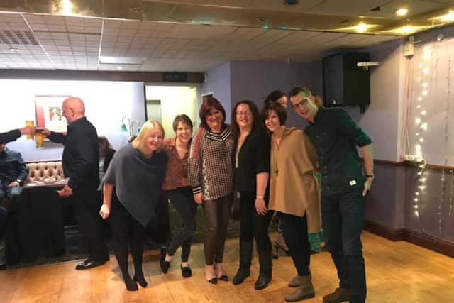 Former classmates from St Theodore's sixth form in Burnley gather for a reunion.