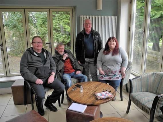 (From left) Richard Sims, Phil Glover, Jack Nadin, and Sue Hawkins of the Burnley Mining Memorial Fund.
