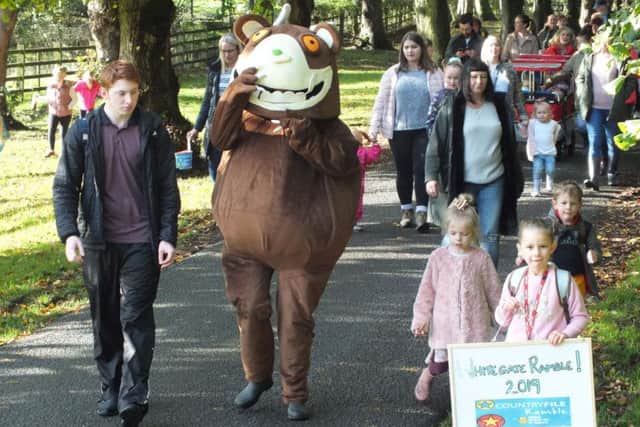 The Gruffalo caused a flurry of excitement when he arrived to join the ramble.