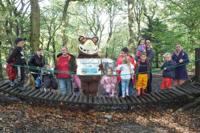 The Gruffalo takes a little break with other ramblers.