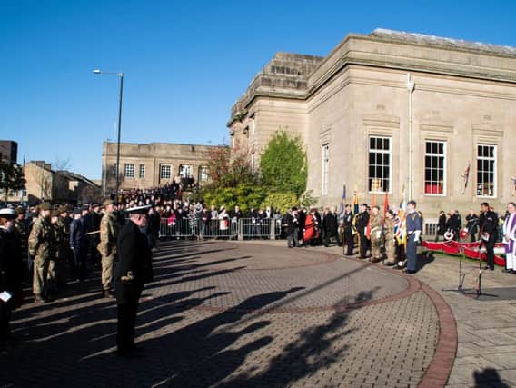 Crowds gather for Burnley's Service of Remembrance in the Peace Garden