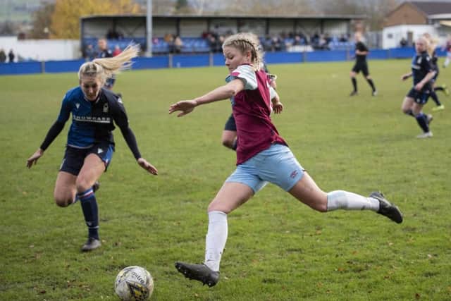 Burnley FC Women on the attack at the Ruby Civil Arena