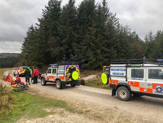 Mountain rescue volunteers at the scene